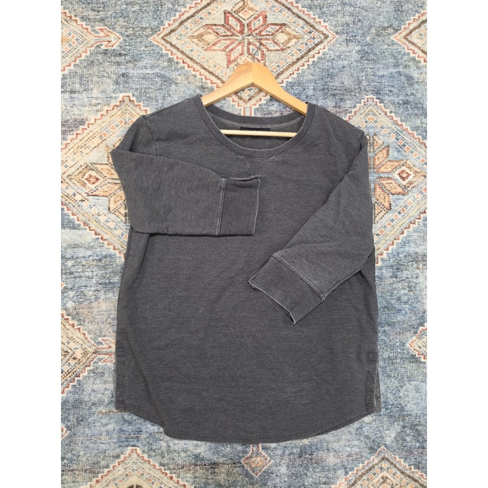Jane Delancey Gray Crewneck Sweatshirt Women's Large 3/4 Sleeve Button Cuff... - Picture 2 of 11